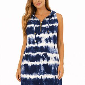 Michael Kors Tie Dye Dress XS | Blue White Knee Length Stretch Summer